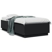 Bedframe 90x190 cm bewerkt hout zwart met LED