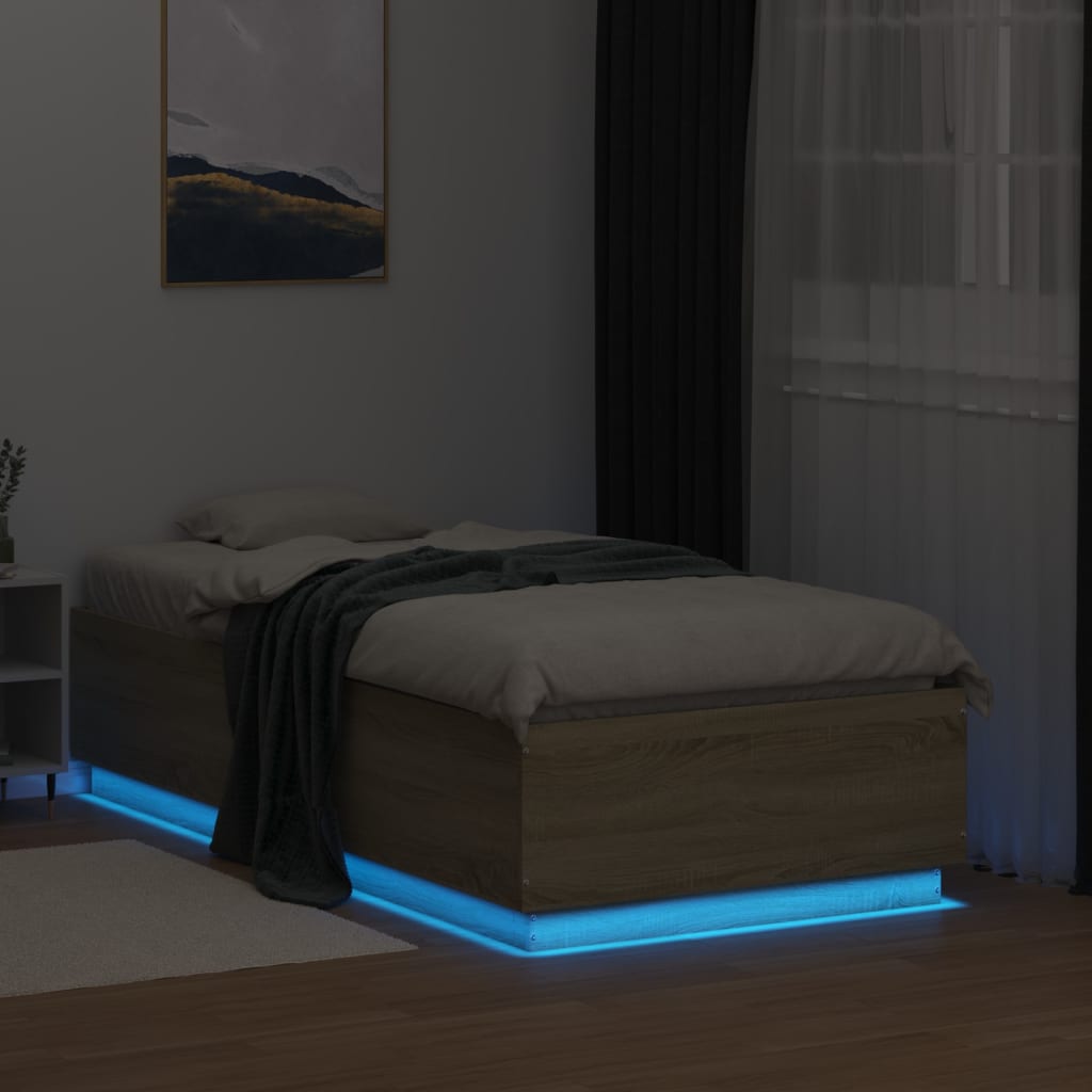 Bedframe met LED-verlichting sonoma eikenkleurig 90x190 cm