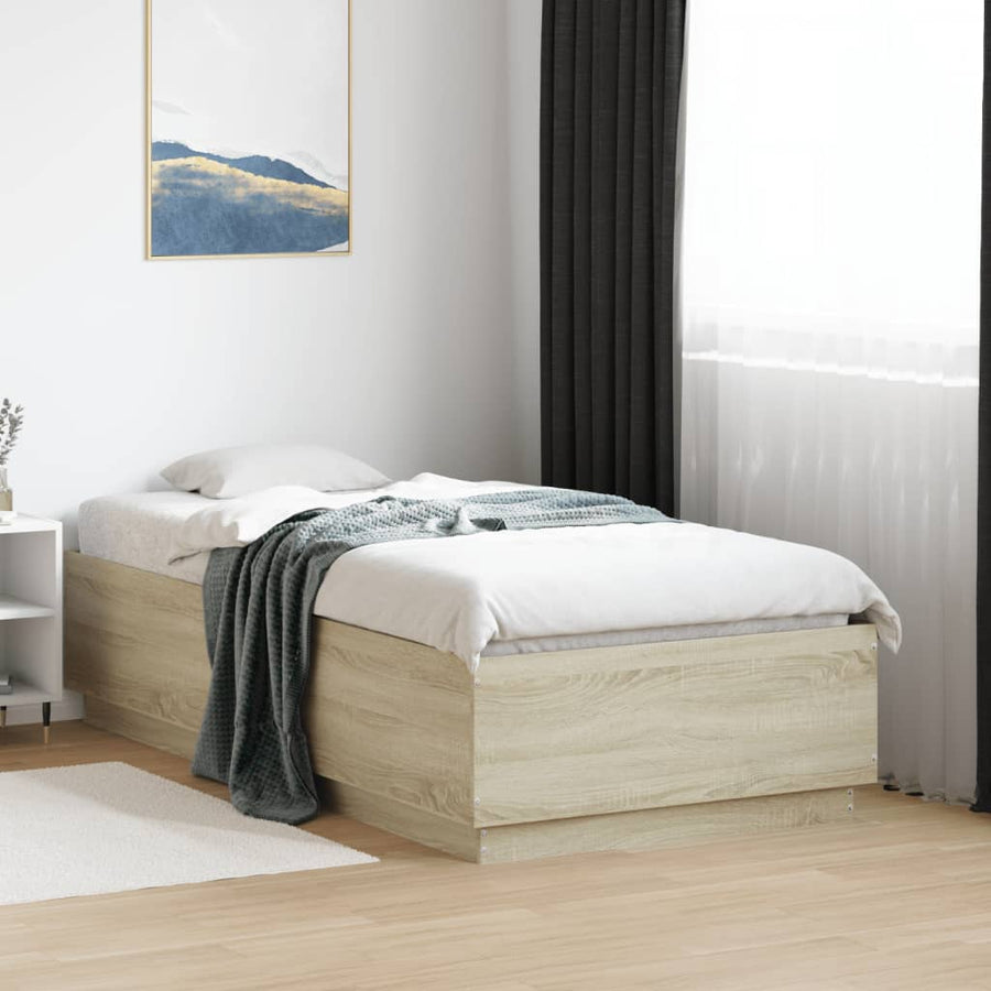 Bedframe met LED-verlichting sonoma eikenkleurig 90x190 cm