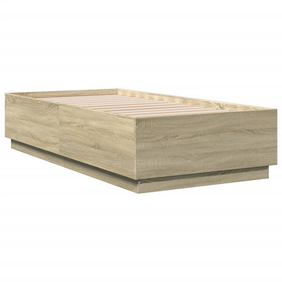 Bedframe met LED-verlichting sonoma eikenkleurig 90x190 cm