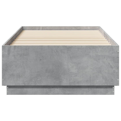 Bedframe met LED-verlichting bewerkt hout betongrijs 90x190 cm