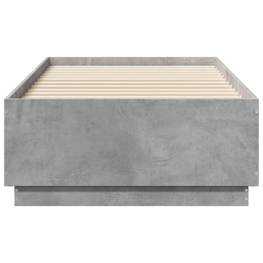 Bedframe met LED-verlichting bewerkt hout betongrijs 90x190 cm