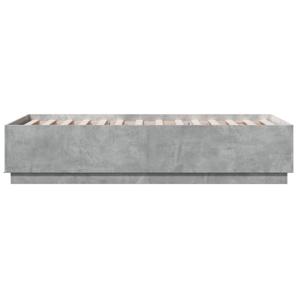 Bedframe met LED-verlichting bewerkt hout betongrijs 90x190 cm