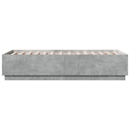 Bedframe met LED-verlichting bewerkt hout betongrijs 90x190 cm