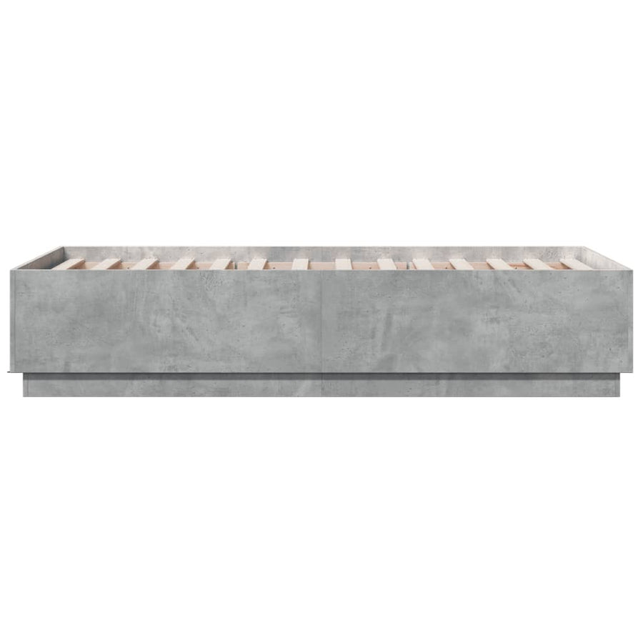 Bedframe met LED-verlichting bewerkt hout betongrijs 90x190 cm