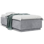 Bedframe 90x190 cm bewerkt hout betongrijs met LED