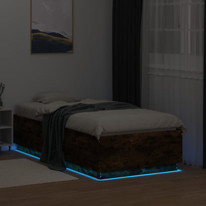 Bedframe met LED-verlichting gerookt eikenkleurig 90x190 cm