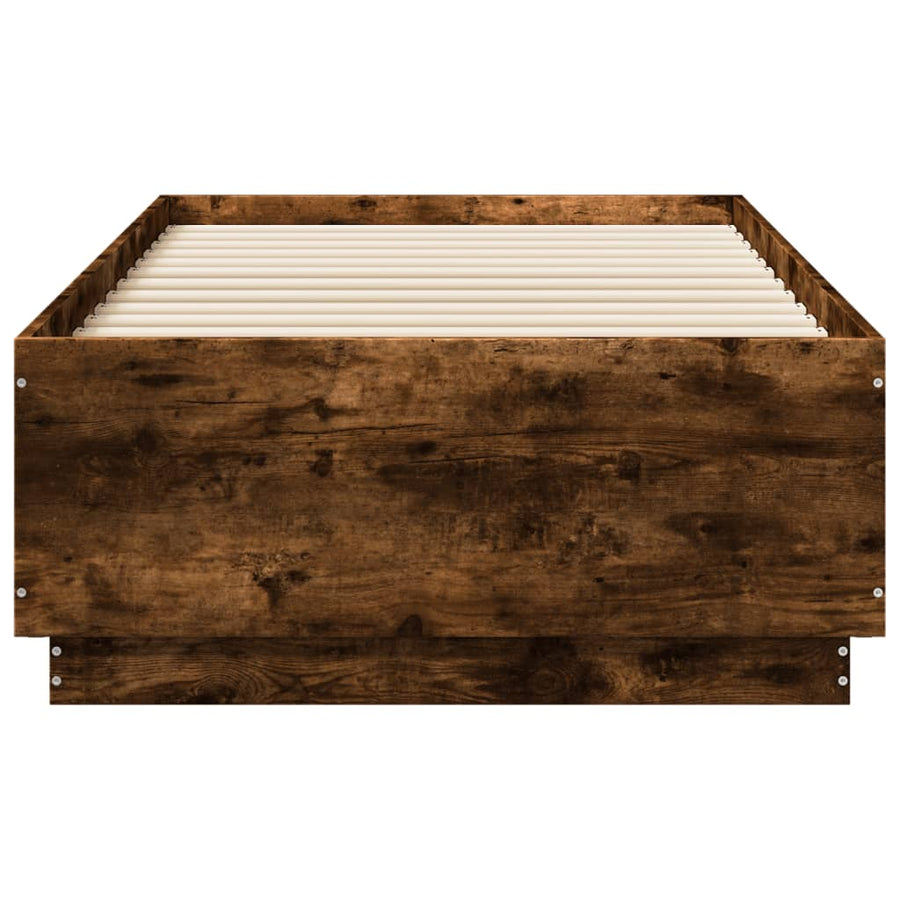Bedframe met LED-verlichting gerookt eikenkleurig 90x190 cm