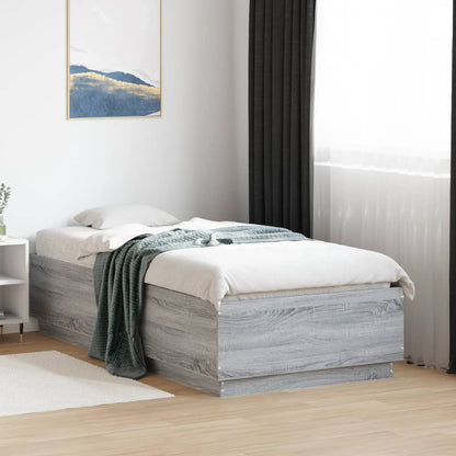 Bedframe met LED-verlichting grijs sonoma eikenkleurig 90x190cm