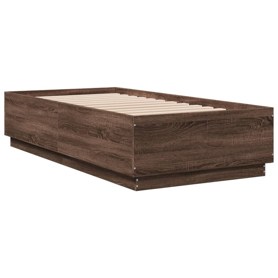 Bedframe met LED-verlichting bruin eikenkleur 90x190 cm