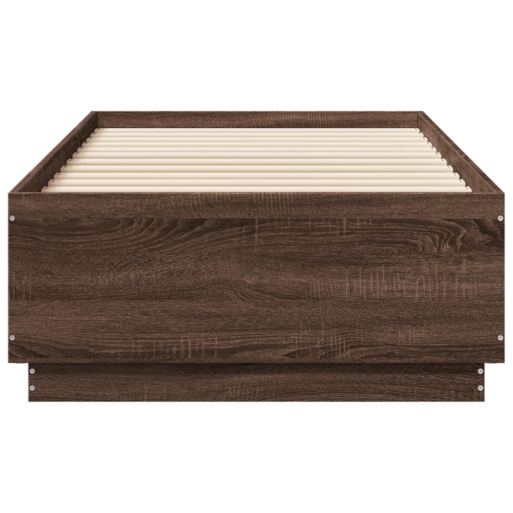 Bedframe met LED-verlichting bruin eikenkleur 90x190 cm