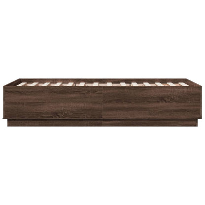 Bedframe met LED-verlichting bruin eikenkleur 90x190 cm