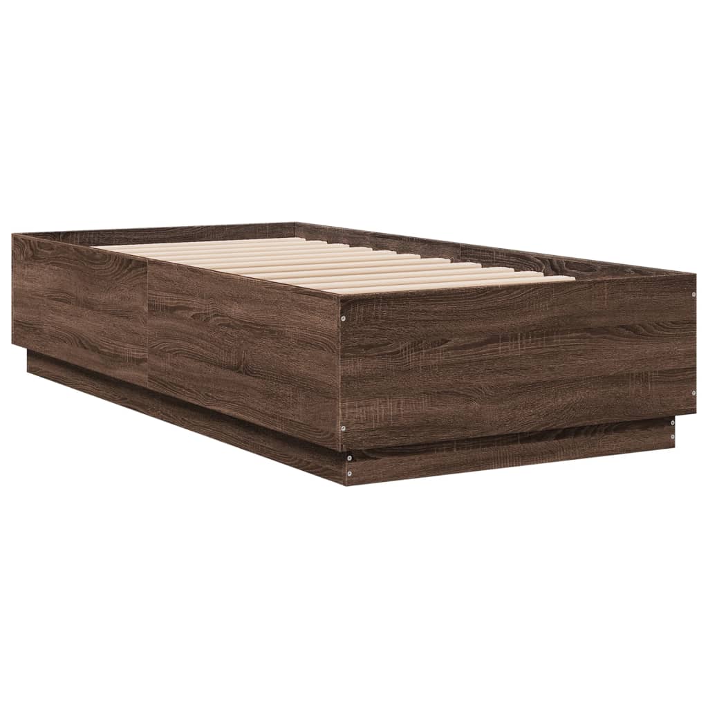Bedframe met LED-verlichting bruin eikenkleur 90x190 cm