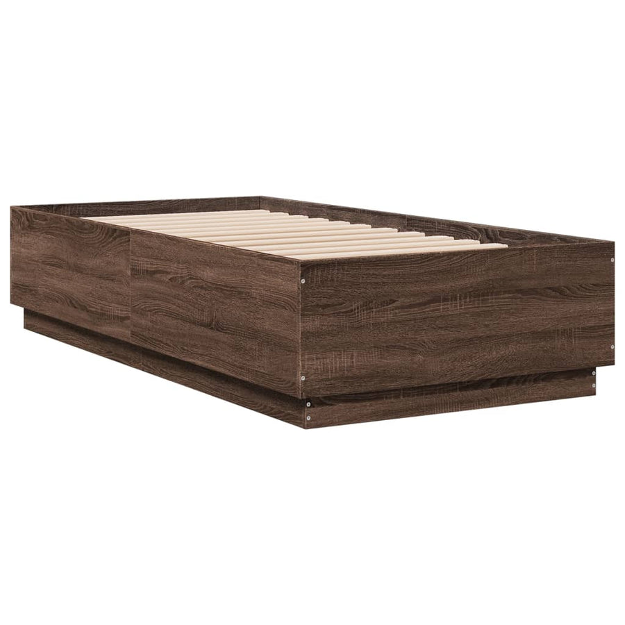 Bedframe met LED-verlichting bruin eikenkleur 90x190 cm