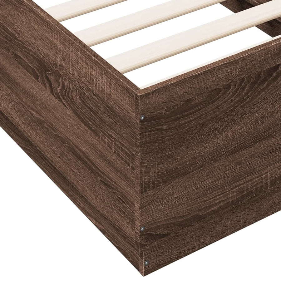 Bedframe met LED-verlichting bruin eikenkleur 90x190 cm