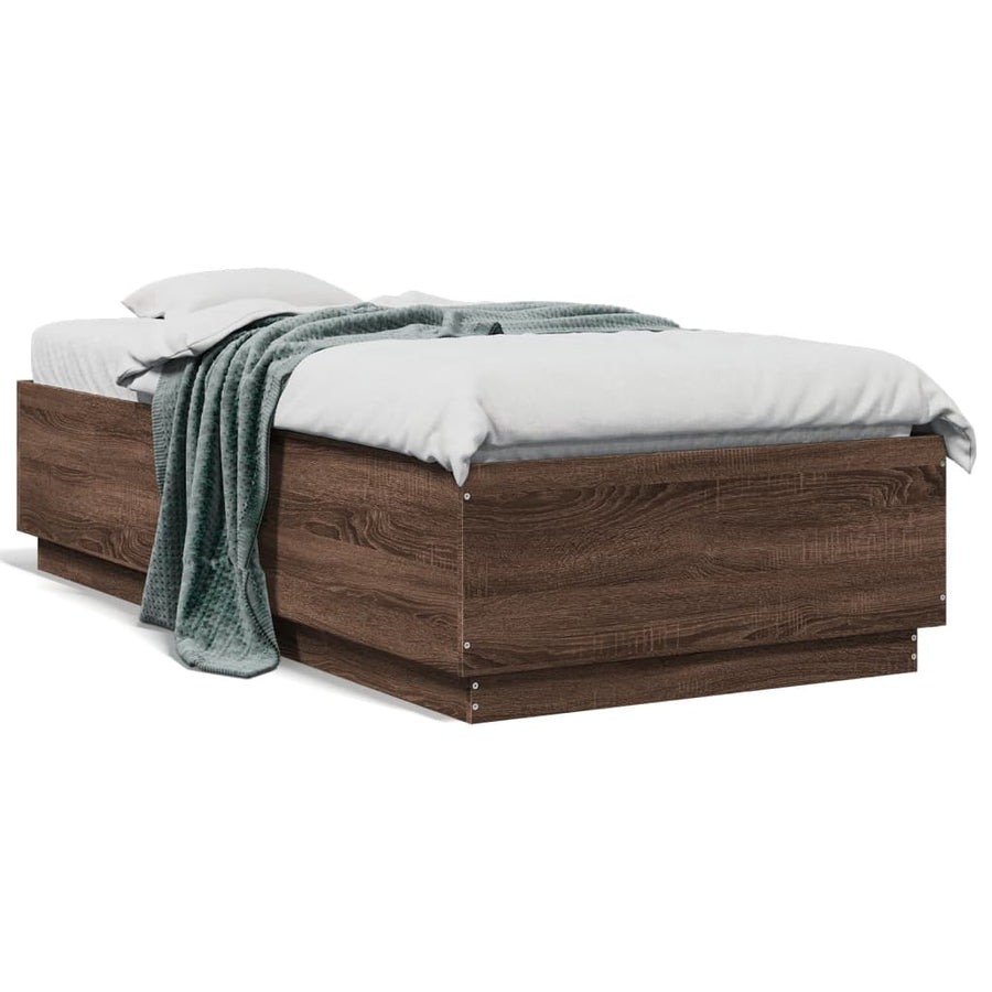 Bedframe met LED-verlichting bruin eikenkleur 90x190 cm
