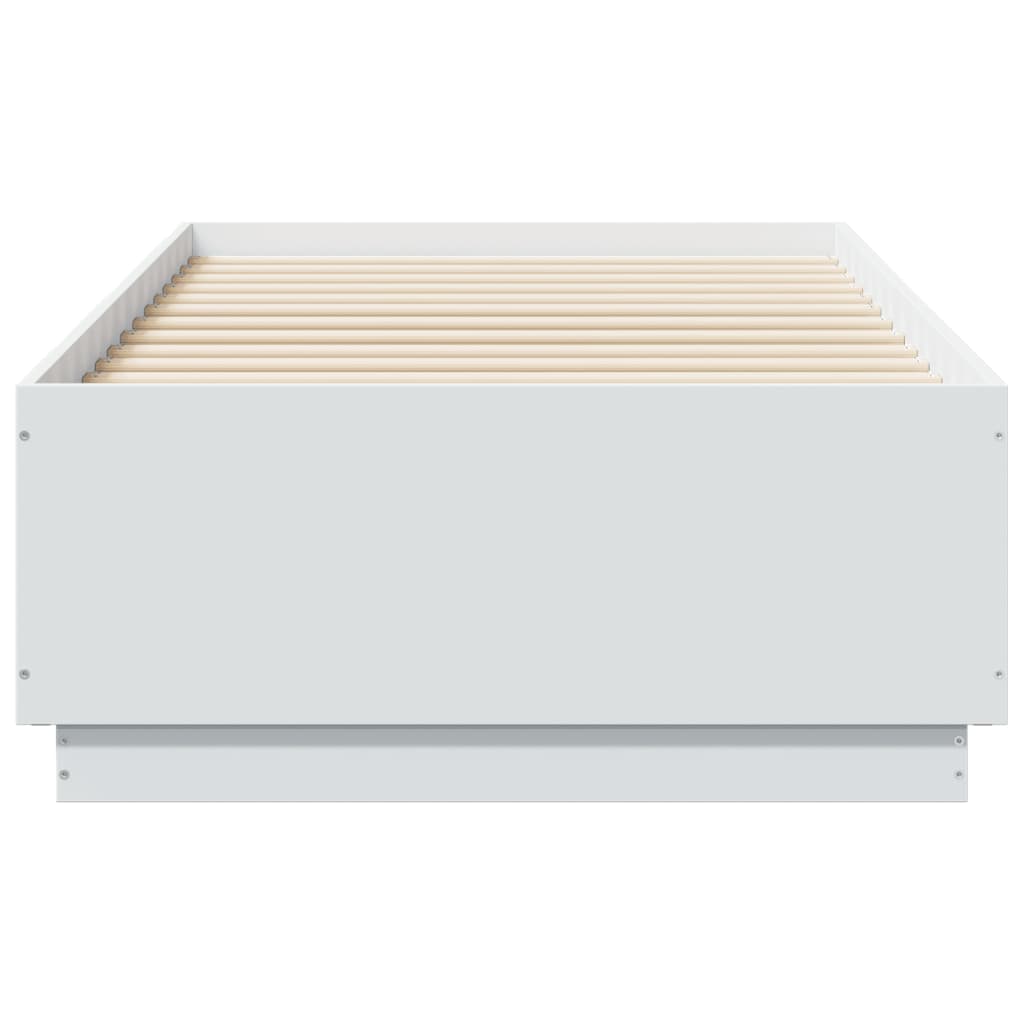 Bedframe met LED-verlichting bewerkt hout wit 75x190 cm