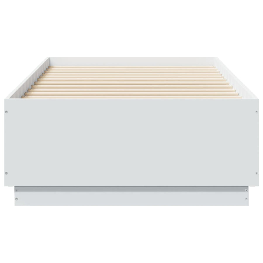 Bedframe met LED-verlichting bewerkt hout wit 75x190 cm