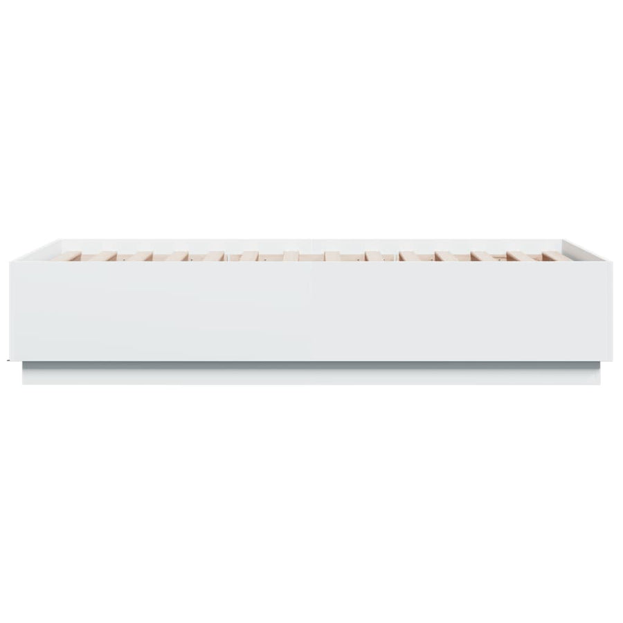 Bedframe met LED-verlichting bewerkt hout wit 75x190 cm