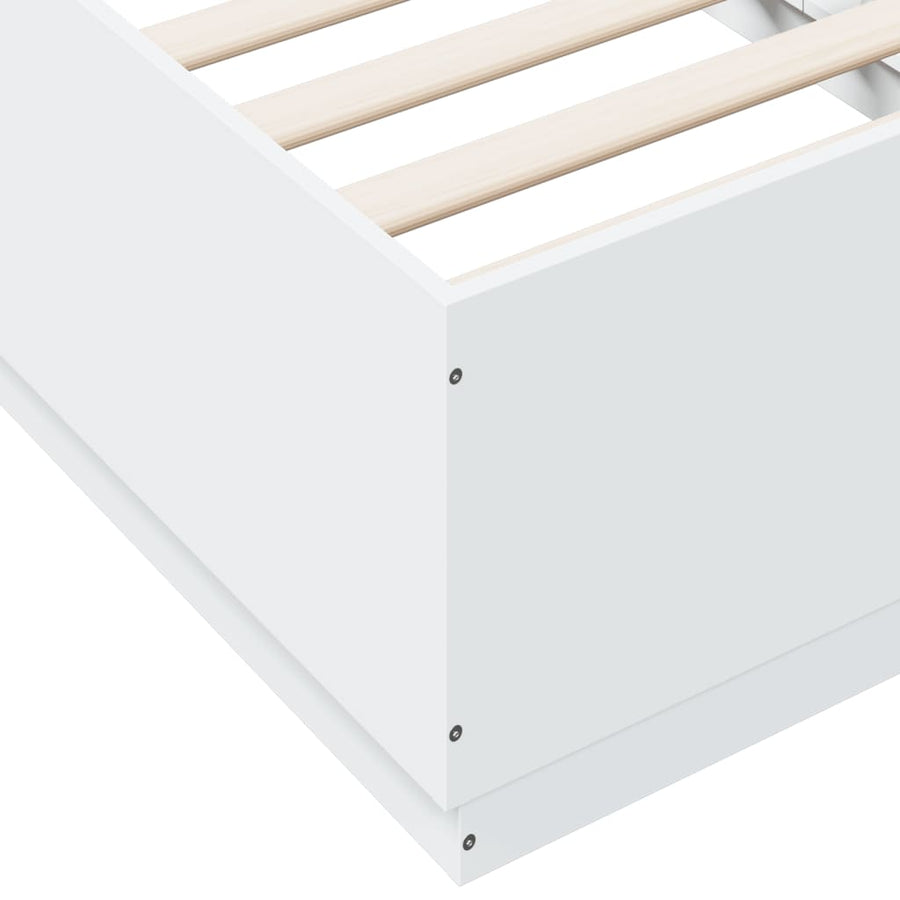 Bedframe met LED-verlichting bewerkt hout wit 75x190 cm