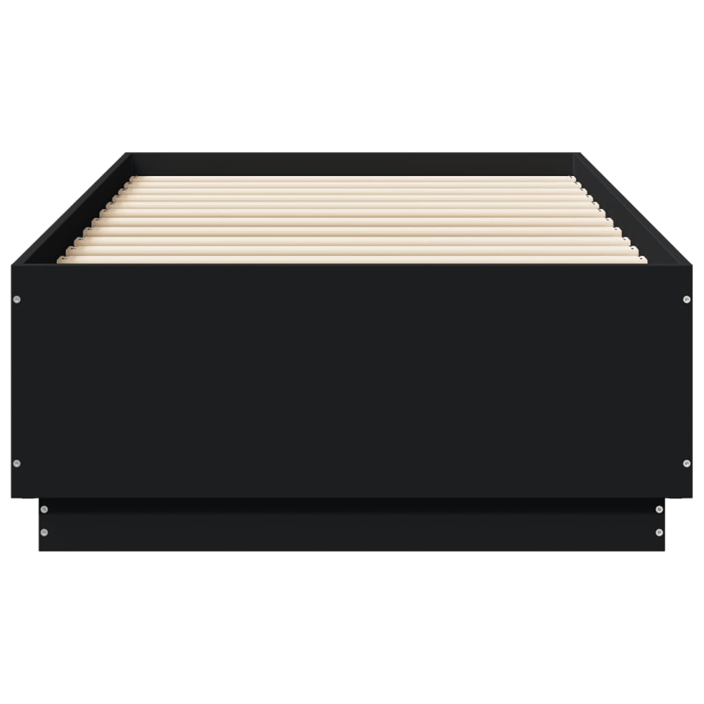 Bedframe met LED-verlichting bewerkt hout zwart 75x190 cm