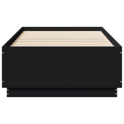 Bedframe met LED-verlichting bewerkt hout zwart 75x190 cm
