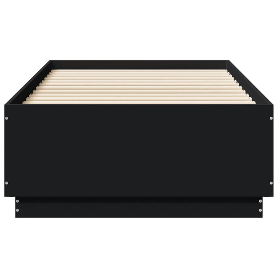 Bedframe met LED-verlichting bewerkt hout zwart 75x190 cm