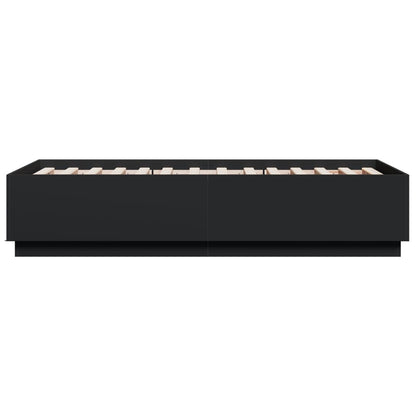 Bedframe met LED-verlichting bewerkt hout zwart 75x190 cm