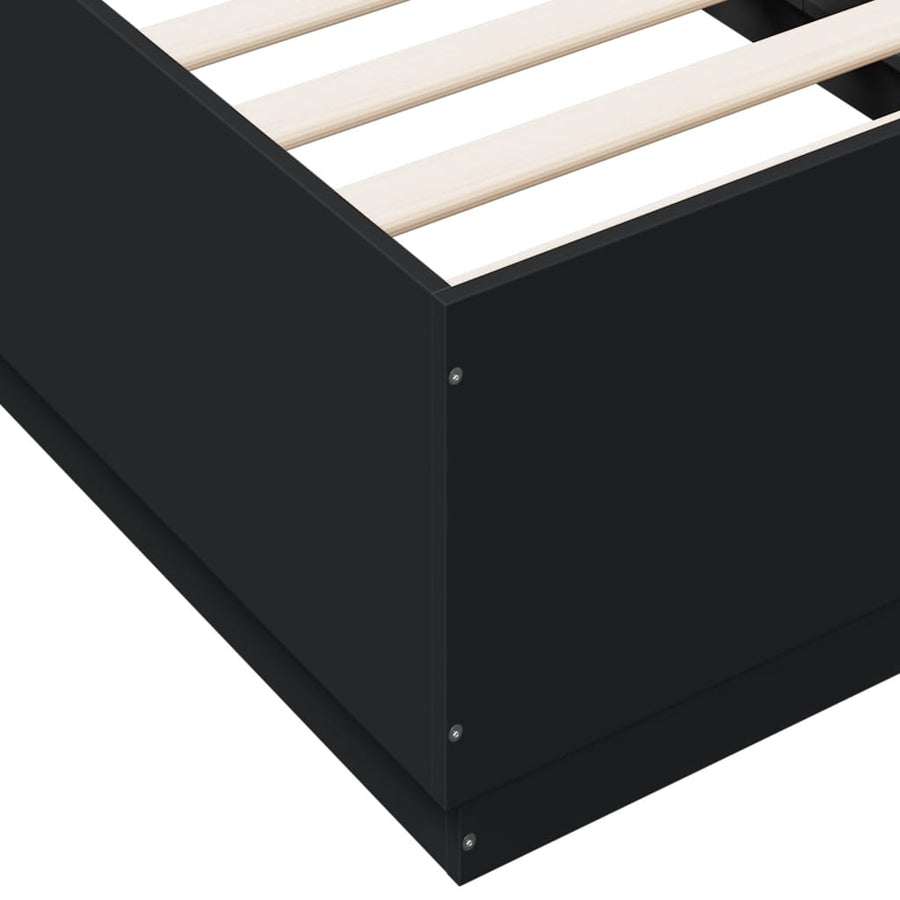 Bedframe met LED-verlichting bewerkt hout zwart 75x190 cm
