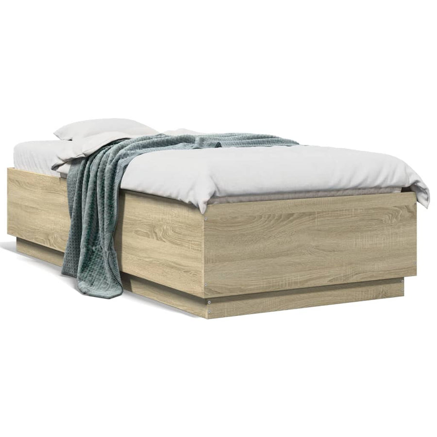 Bedframe met LED-verlichting sonoma eikenkleurig 75x190 cm