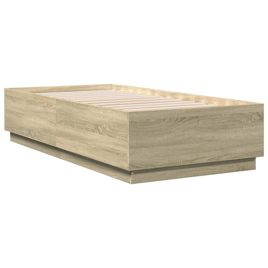 Bedframe met LED-verlichting sonoma eikenkleurig 75x190 cm