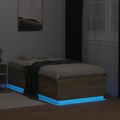 Bedframe met LED-verlichting sonoma eikenkleurig 75x190 cm