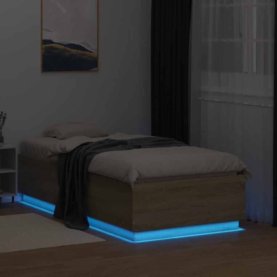 Bedframe met LED-verlichting sonoma eikenkleurig 75x190 cm