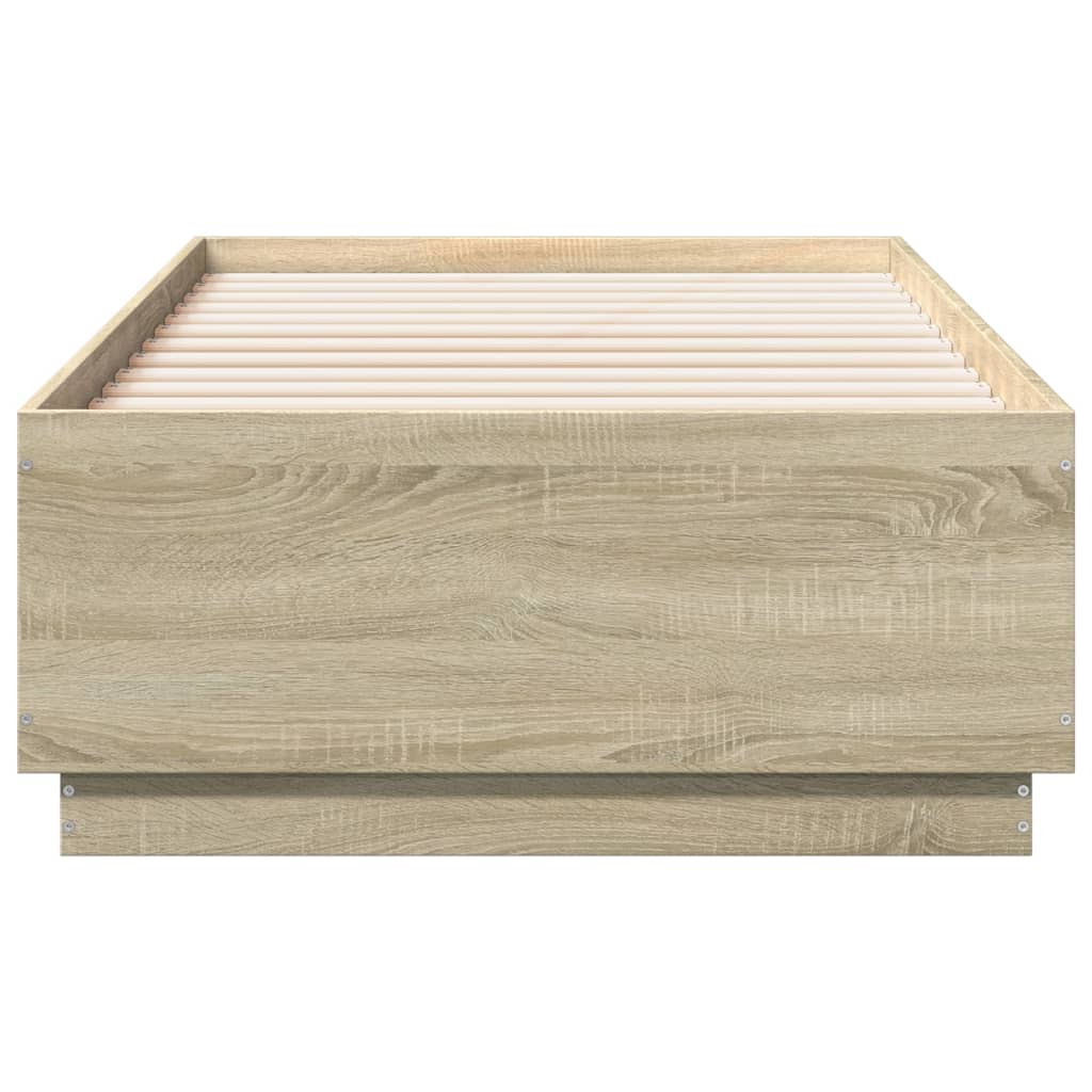 Bedframe met LED-verlichting sonoma eikenkleurig 75x190 cm