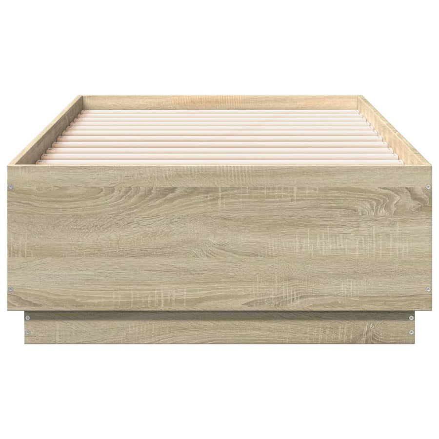 Bedframe met LED-verlichting sonoma eikenkleurig 75x190 cm