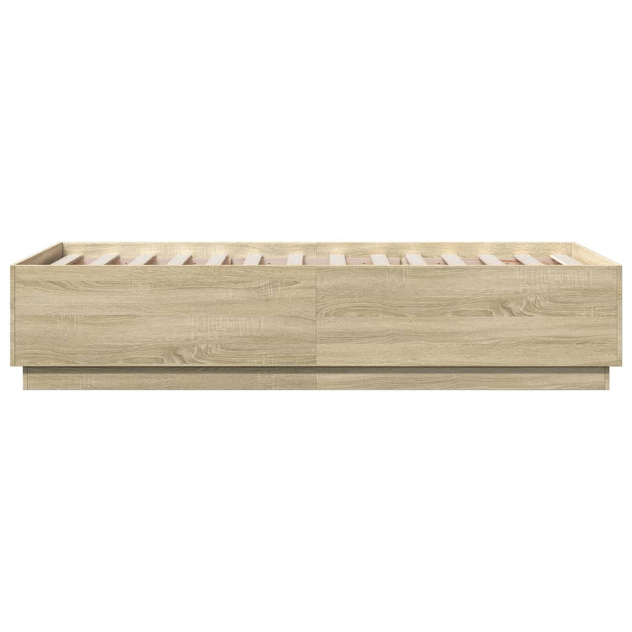 Bedframe met LED-verlichting sonoma eikenkleurig 75x190 cm