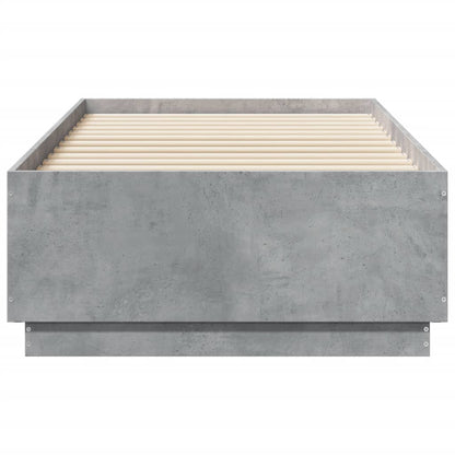 Bedframe met LED-verlichting bewerkt hout betongrijs 75x190 cm