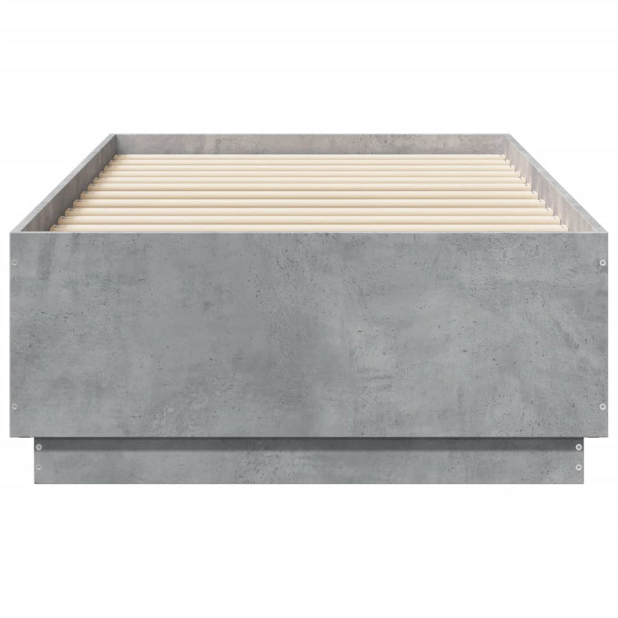 Bedframe met LED-verlichting bewerkt hout betongrijs 75x190 cm
