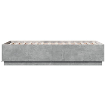 Bedframe met LED-verlichting bewerkt hout betongrijs 75x190 cm