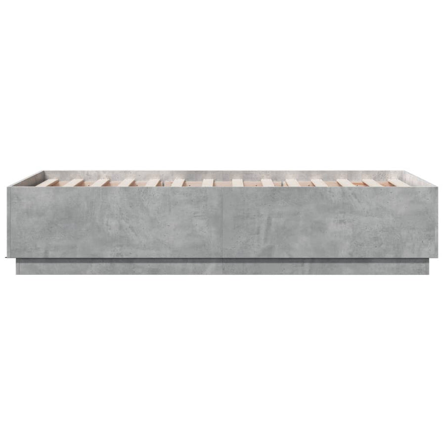 Bedframe met LED-verlichting bewerkt hout betongrijs 75x190 cm