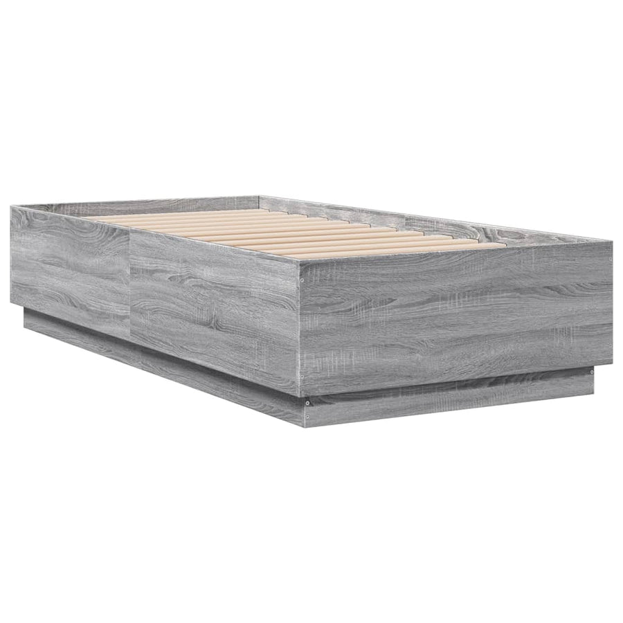 Bedframe met LED-verlichting bewerkt hout grijs sonoma 75x190cm