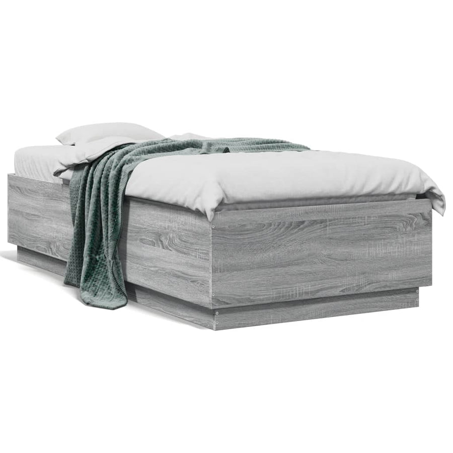 Bedframe met LED-verlichting bewerkt hout grijs sonoma 75x190cm