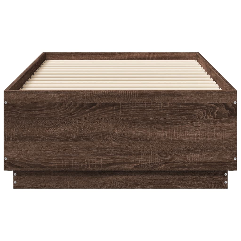 Bedframe met LED-verlichting bruin eikenkleurig 75x190 cm