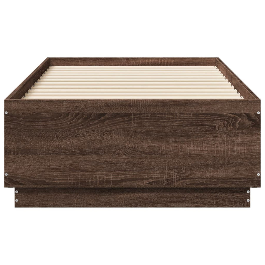 Bedframe met LED-verlichting bruin eikenkleurig 75x190 cm