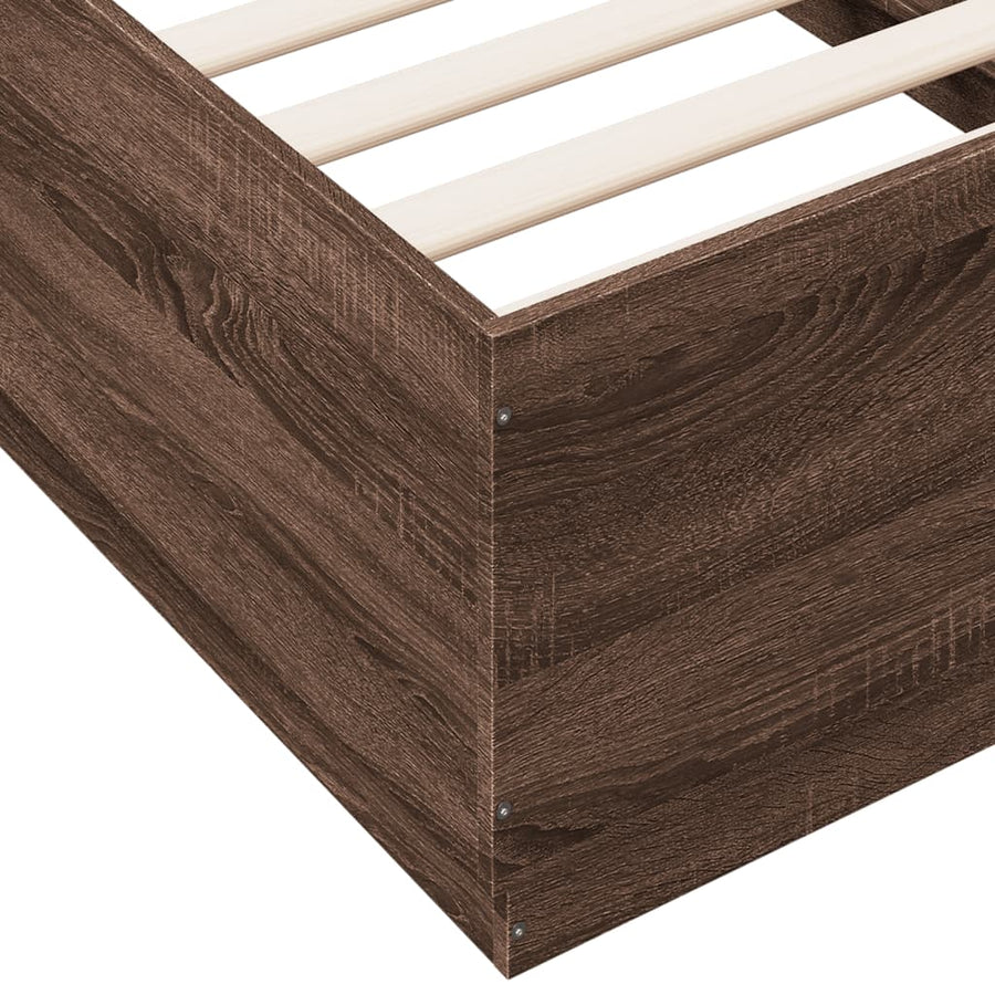 Bedframe met LED-verlichting bruin eikenkleurig 75x190 cm