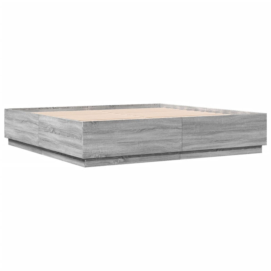 Bedframe bewerkt hout grijs sonoma eikenkleurig 200x200 cm