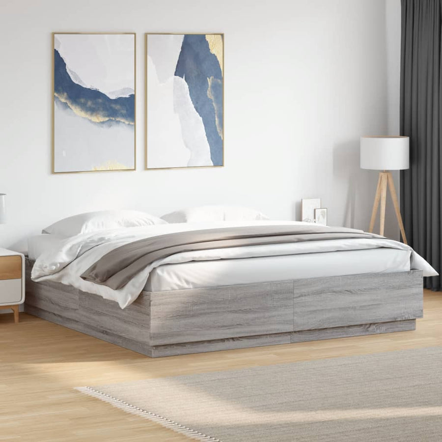 Bedframe bewerkt hout grijs sonoma eikenkleurig 200x200 cm