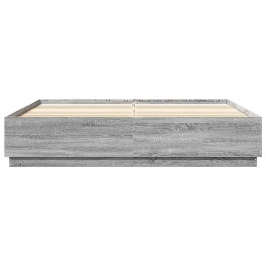 Bedframe bewerkt hout grijs sonoma eikenkleurig 200x200 cm