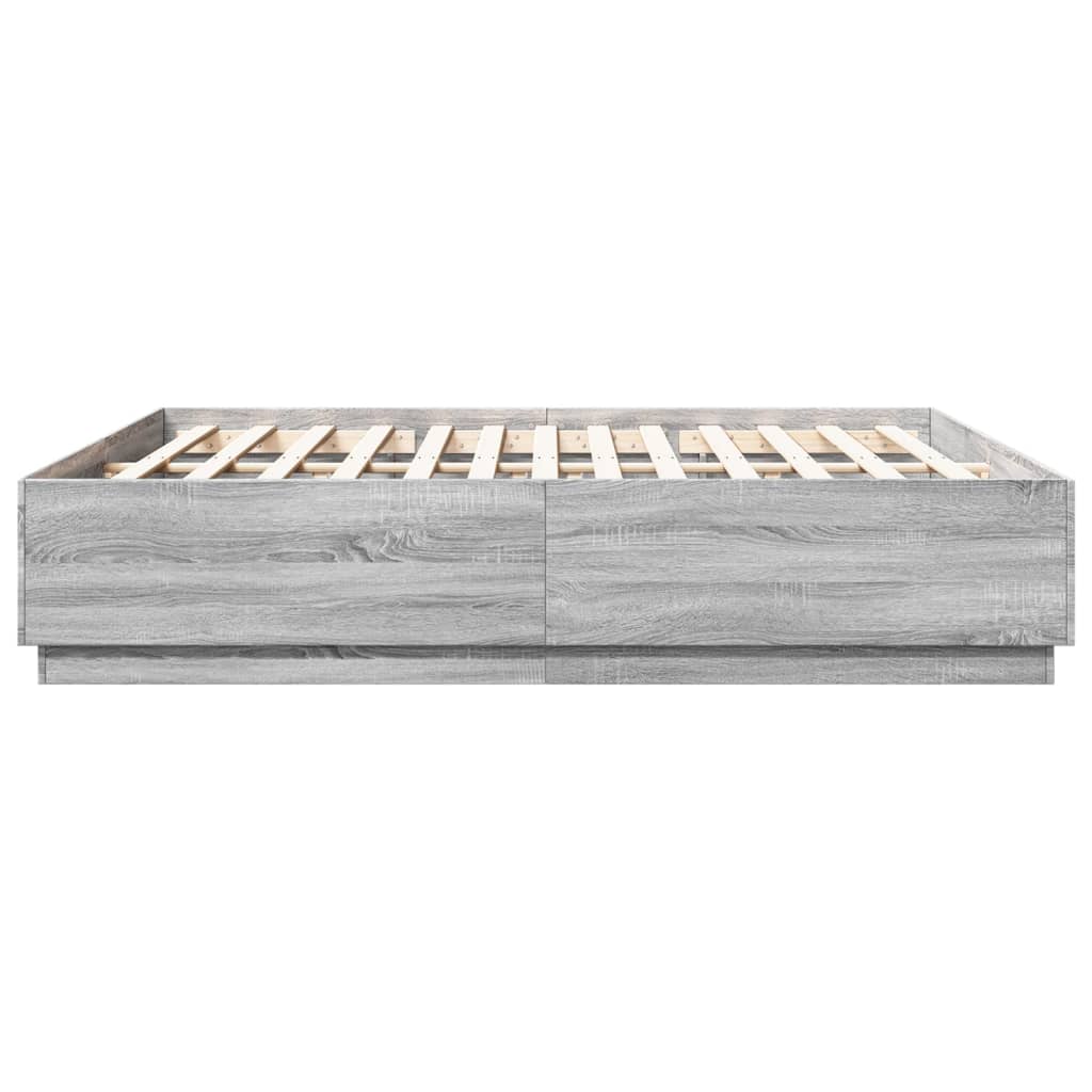 Bedframe bewerkt hout grijs sonoma eikenkleurig 200x200 cm