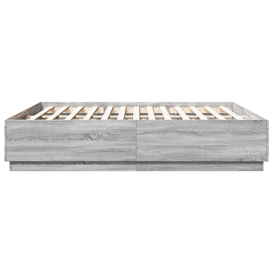 Bedframe bewerkt hout grijs sonoma eikenkleurig 200x200 cm